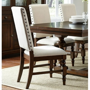 Dining Chairs Set of 4, Modern Kitchen Upholstered Seat Wooden Traditional Dining Dark Oak Finish
