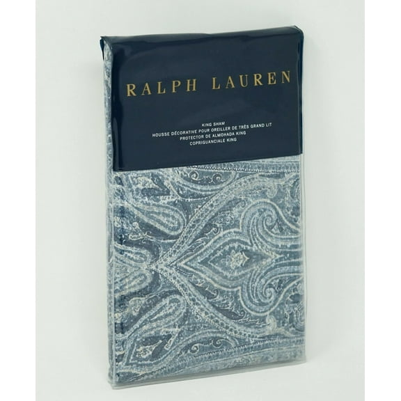 Ralph Lauren Allister Paisley 100% Cotton Pillow Sham - KING - Blue
