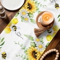 thumbnail image 5 of Watercolor Bee Sunflower Green Leaf Table Runner 90 Inches Long,Kitchen Dining Tablerunners Country White Yellow Flower Linen Table Runners Dresser Scarves for Home Dinner Wedding Holiday Party Decor, 5 of 9