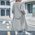 thumbnail image 5 of Pxiakgy Women'S Fashion Loose Long Sleeve Solid Color Banded Sweater Cardigan Grey + S, 5 of 8