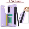 thumbnail image 4 of Dteck for Samsung Galaxy Z Fold 6 Wallet Case with S Pen Holder & Crossbody Lanyard Strap & Wrist Strip, Shockproof Leather Case Stand Protective Cover for Galaxy Z Fold 6,Purple, 4 of 9