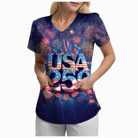 UngA 250 Anniversary USA Shirt Women 250th T Shirts American Flag Patriotic 250 Years Womans Shirts (Dark Purple,M)