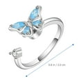 thumbnail image 2 of TABLZONE Multi Color Adjustable Open Ring with Crystal Butterflies Elegant Statement Ring, 2 of 8