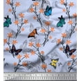 thumbnail image 1 of Soimoi Blue Rayon Fabric Flower & Butterfly Print Fabric by Yard 56 Inch Wide, 1 of 5