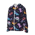 thumbnail image 2 of Balery Cartoon Dinosaur Men's Women's UPF 50+ Sun Protection Lightweight Hoodie Performance Long Sleeve Shirt for Fishing Running-Medium, 2 of 9