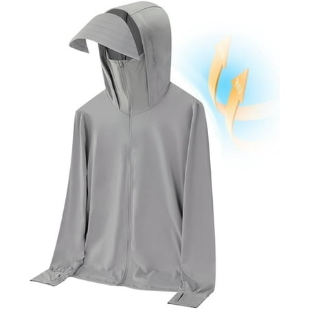 OwnShow Men s Rash Guard Ice Silk Yarn Shirts Sun Protection for Mens Detachable Brim UPF50+ UV Long Sleeve Fishing Clothing