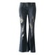 thumbnail image 2 of Gibobby Pantalones para mujer Pantalones vaqueros acampanados desgastados rasgados con estampado de corazón elástico de algodón para mujer(Negro,M), 2 of 5