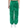 thumbnail image 2 of CHICTRY Shiny Holographic Cargo Pants Girls Boys Jazz Hip-Hop Street Dance Wear Trousers with Pockets Green 10, 2 of 7
