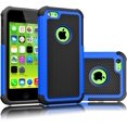 thumbnail image 1 of IBAOLE iPhone 5C Case, [Tmajor Series] [Turquoise/Grey] Shock Absorbing Hybrid Impact Defender Rugged Slim Case Cover Shell for IBAOLE iPhone 5C Hard Plastic Outer + Rubber Silicone InnerBlue/Black, 1 of 7