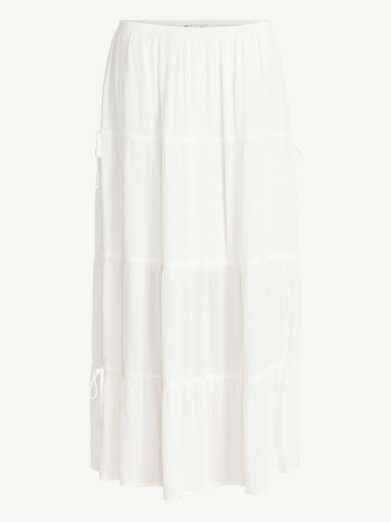 No Boundaries Side Tie Tiered Maxi Skirt, Women's and Women's Plus