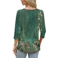 thumbnail image 3 of Enjoytime Womens Summer Tops Floral Printed Round Neck 3/4 Blouse Business Casual Work Plus Size Shirts, 3 of 7