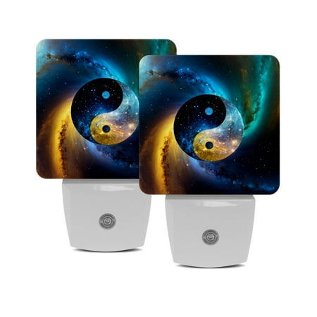 

Night Lights Plug Into Wall [2 Pack] Night Light for Kids LED Nightlight with Dusk to Dawn Sensor for Bathroom Decor Children Room Yin Yang Gossip Galaxy