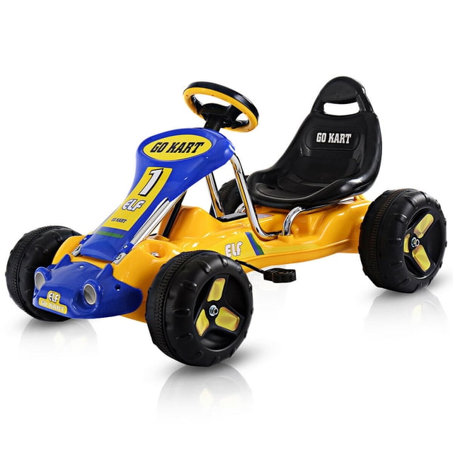 Go Kart Pedal Costway para Niños Coche Vehicle Juguete Infantil Amarillo y Azul