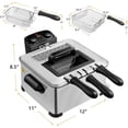 thumbnail image 6 of Deep Fryer with 3 Baskets, 5.3QT/5L/21-Cup Oil Capacity, Stainless Steel  Fryer with Adjustable Temperature, Timer, Lid w/View Window, 1700W Electric Fryer for Kitchen Restaurant (5.3QT), 6 of 6