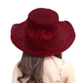 thumbnail image 3 of Hot Sale! Audhol Baseball Caps Women's Headdress Hat Women's Wedding Hat Sun Hat Flower Shade Seaside Beach Hat Red 2, 3 of 3