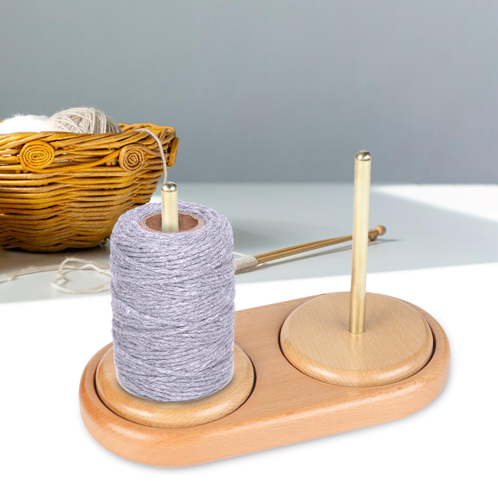 Wooden Yarn Holder Durable Roll Paper Towel Holder Easy to Use Rotating for