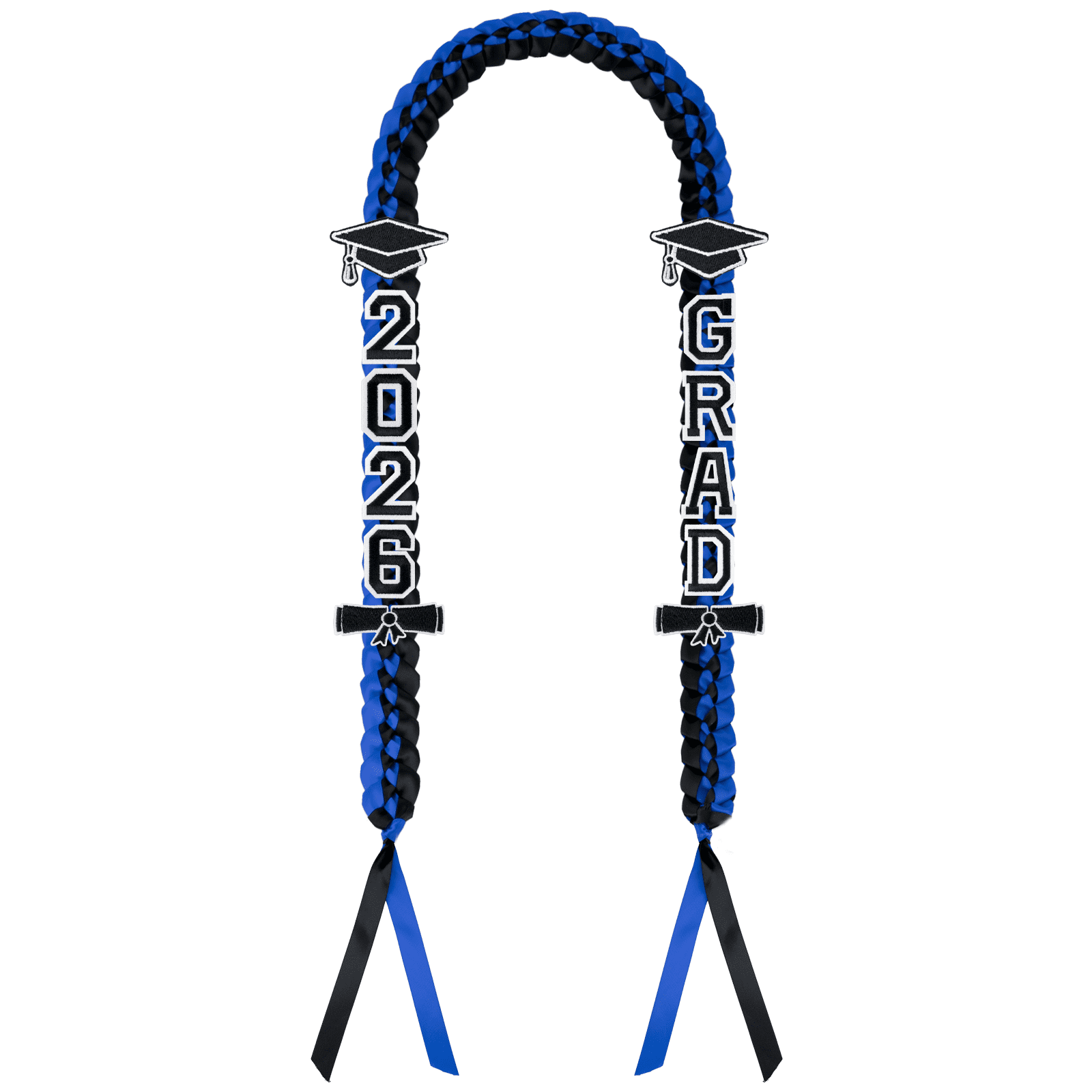 Nrnio Graduation Leis 2026 Class of 2026 with Glitter Pins Handmade Double Braided Ribbon Garland Money Holder for Him Her Graduation Ceremony Present Congrats Grad Gift Idea (Blue)