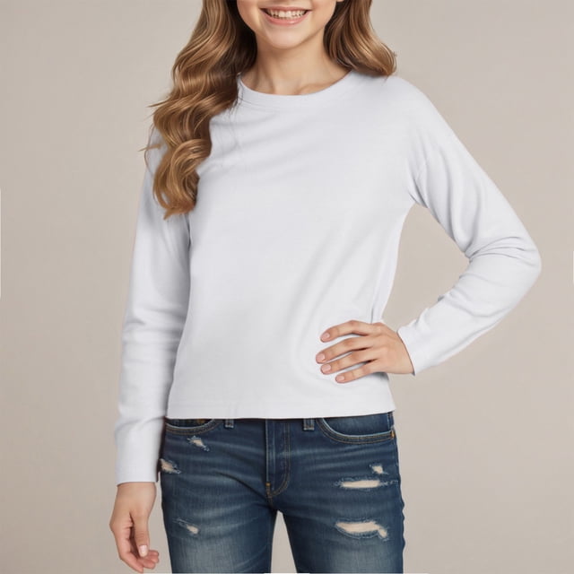 Chemise pour Enfants Garçons Manches Longues Col Rond T-Shirts en Coton Taille 4-5 Ans