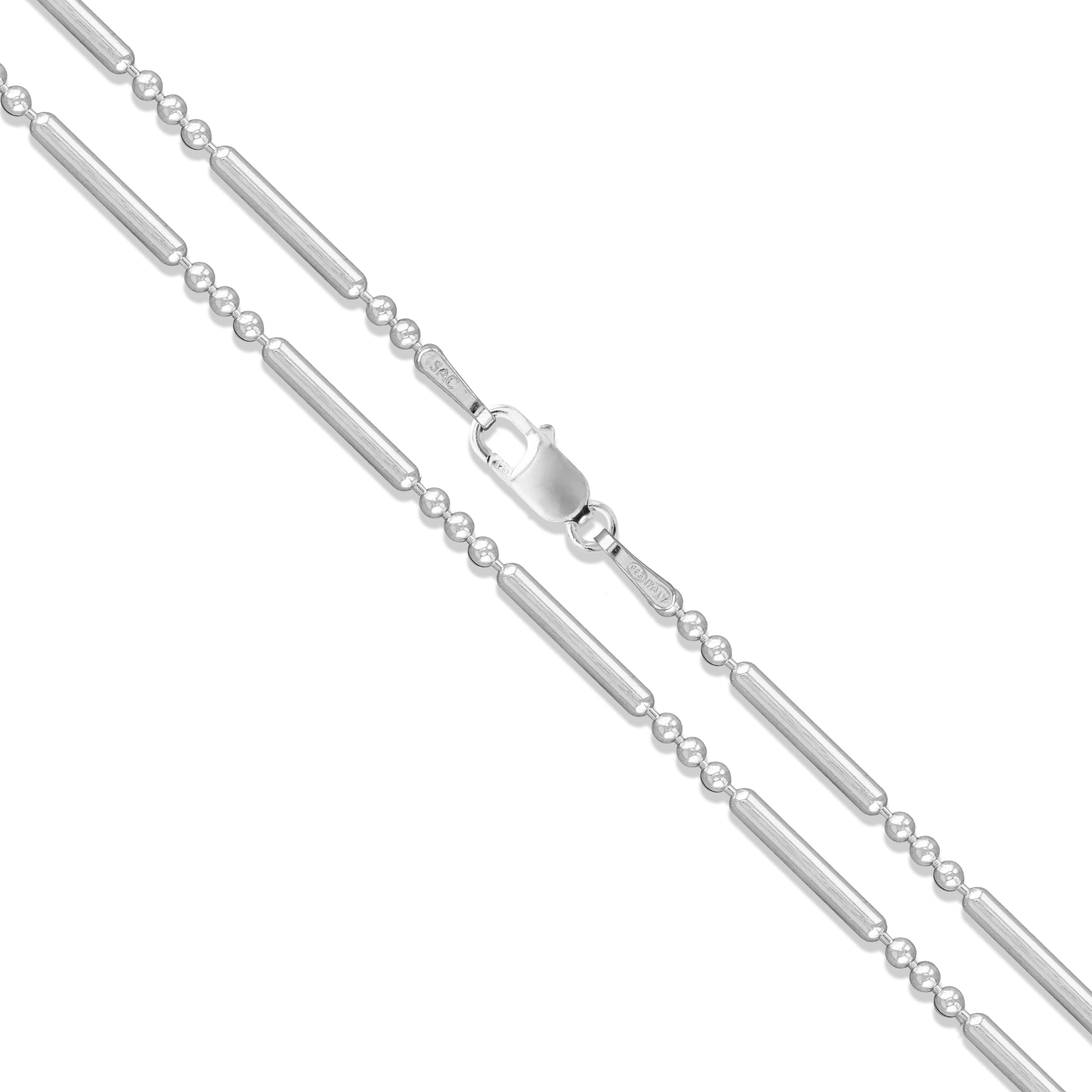 Sterling Silver Ball Bead Bar Chain 1.5mm Solid 925 Italy Necklace 20 ...