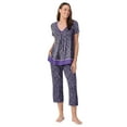 thumbnail image 6 of Layla Women's Sleepwear 2-Piece Knit Short Sleeve Top and Pant Pajama Set, Sizes XS-4X, 6 of 6