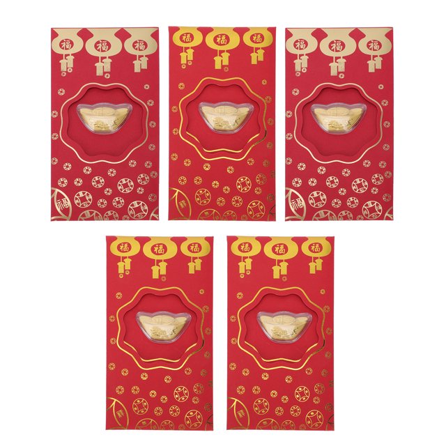 KAKOWELY Red Envelope 5Pcs Chinese New Year Red Envelopes Festival Money Pockets Red Packets (Assorted Style)6.69"X3.54"X0.39"