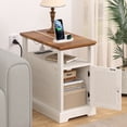 thumbnail image 4 of Hommpa Farmhouse Narrow End Table with Charging Station, Sofa Side Table with Barn Door and Storage Shelf for Small Spaces, Nightstand Bedside Table for Living Room, Bedroom, Rustic White, 4 of 11