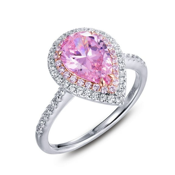 Lafonn Classic Sterling Silver Platinum Plated Pink Ring (2.48 CTTW)