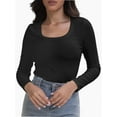 thumbnail image 5 of Womens Long Sleeve Scoop Neck Shirts Knit Tops Slim Fitted Tees Basic Casual Fall Outfits, 5 of 6