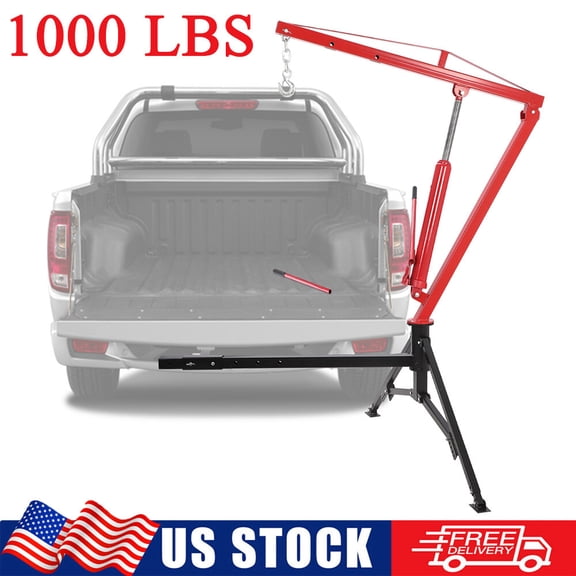 1000 lbs Truck Crane Hoist Hydraulic Hitch-Mount Crane 360° Swivel Hoist Lifter