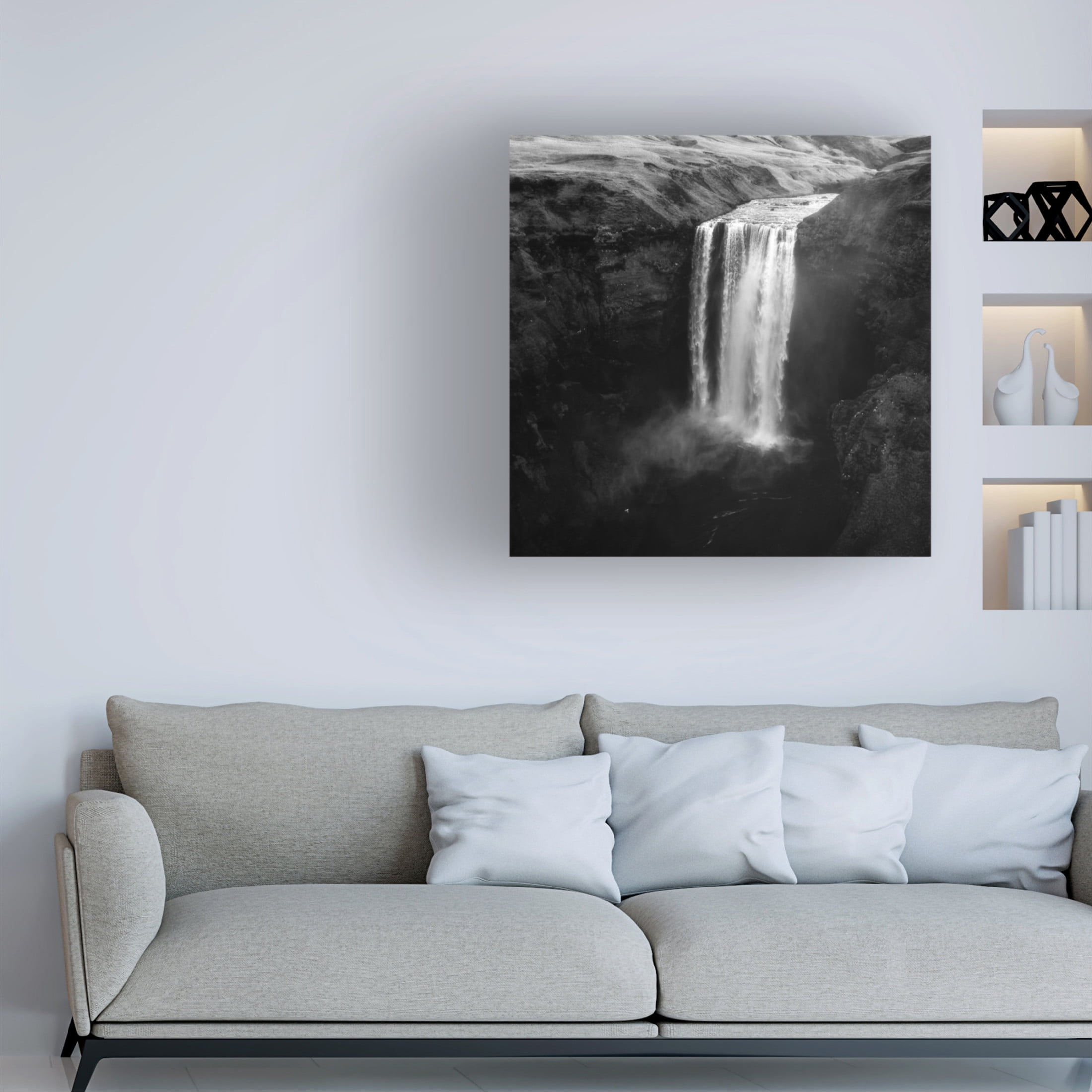 Canvas Wall Art - Daniel Gastager 'Skogafoss' Wall Art for Living Room, Bedroom, or Office Décor by Trademark Fine Art - 18 x 18 Inches