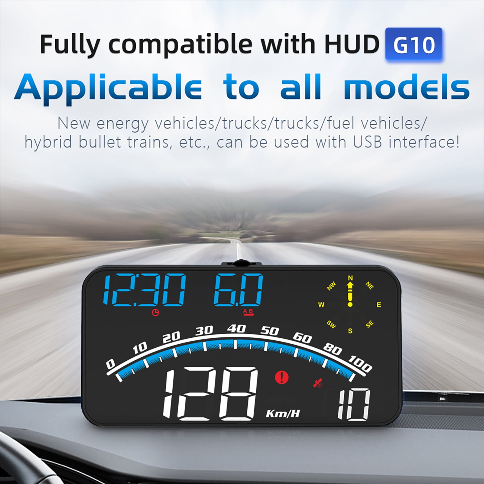 Happy Date Digital GPS Speedometer, Universal Car HUD Display with