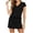 #02 Black 【Mix, Match & Rotate: Stock Up on Daily Colors】, variant on Women's Soft Two Piece Sets Solid V Neck Pullover Top Elastic High Waist Short Skirt Lounge Summer | VerBelle,Army Green L