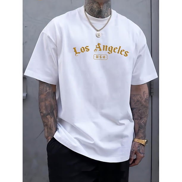 Los Angeles Print T Shirt, Tees for Men, Casual Short Sleeve T-shirt for Summer Tee For Adult, Men, Women, Teen, Teenager, Adolescent, Youth