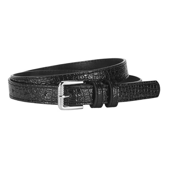 SWSMCLT Women's Faux Leather Adjustable Belts Spring Party Skinny Groove Belt Metal Belt Vintage Fashion Black X-Small-Large