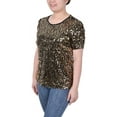 thumbnail image 2 of Petite Short Sleeve Sequined Top, 2 of 3