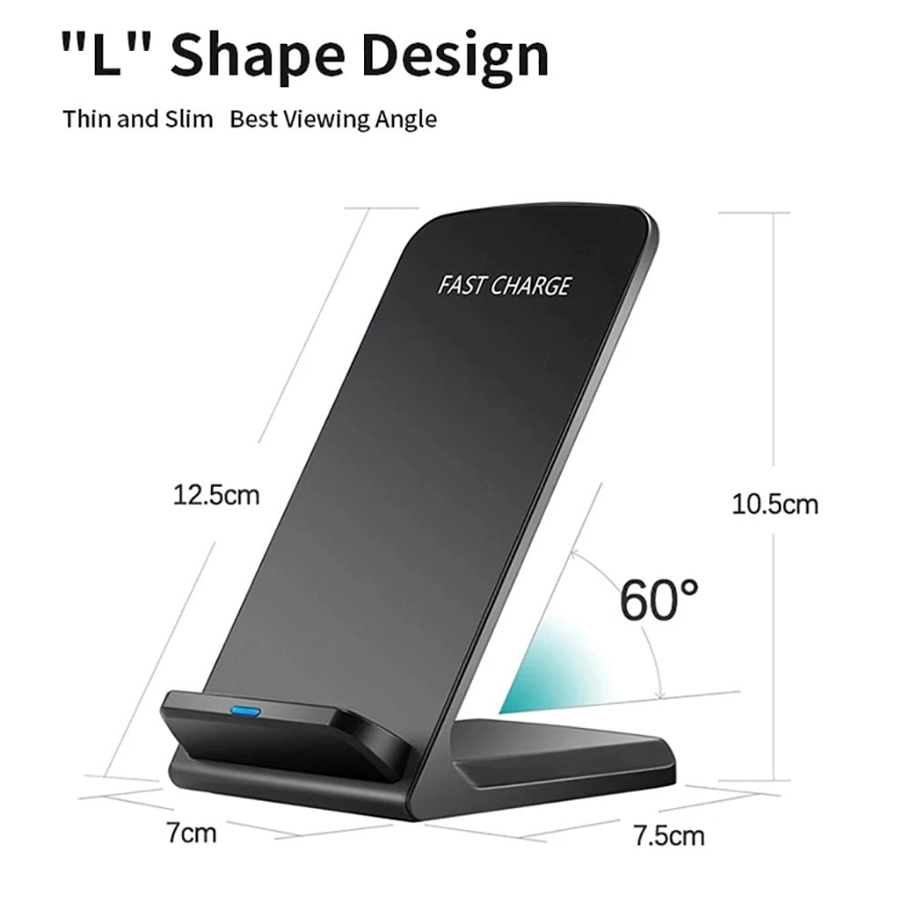 2‑Pack Wireless Fast Charger Stand Dock Cradle Universal Qi Charging Pad Compatible with iPhone Samsung Galaxy Android Phones Desk Mount USB‑C Power Delivery