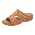 thumbnail image 6 of Womens Sandals Flower Embroidery Open Toe Slides Comfy Orthopedic Walking Shoes Lightweight Cushioning Slip on Summer Beach Shoes Brown Size 8.5, 6 of 7