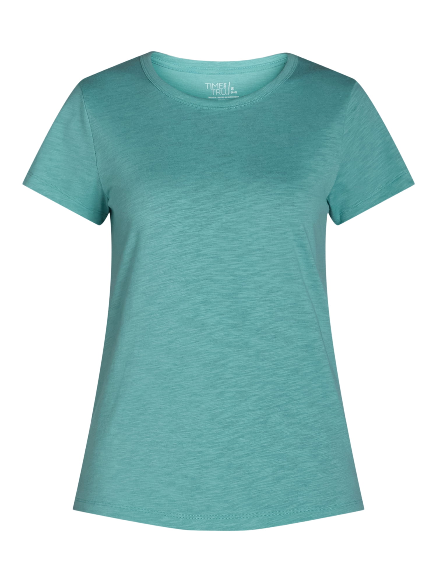 Time and Tru Women’s Slub Jersey Crewneck Tee with Short Sleeves, Sizes XS-XXXL