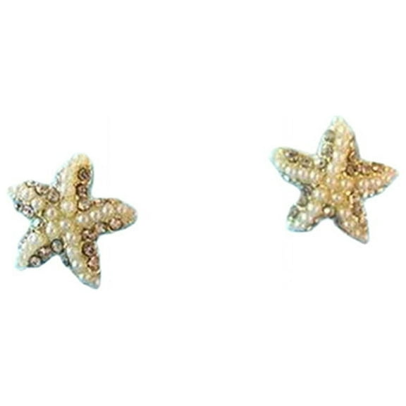 Ruanlalo Fashion Rhinestone Pearl Starfish Star Earring Sea Ear Stud Earrings