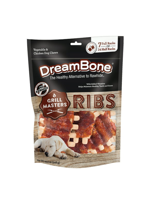 DreamBone Grill Masters Ribs Rawhide-Free Dog Chews, 7 Full Racks