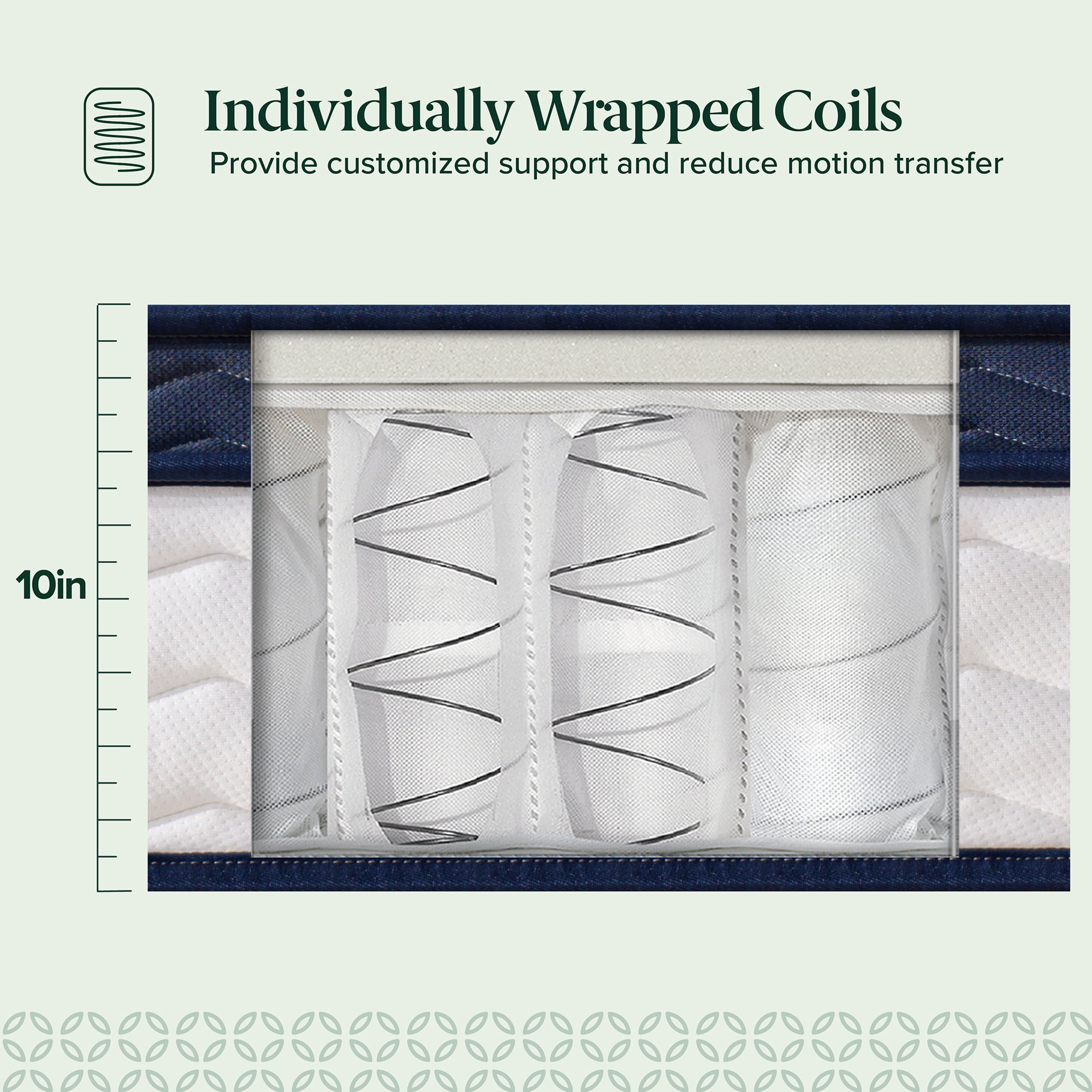 Zinus 10" Pocket Coil Euro Top Hybrid Mattress, Queen