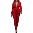 thumbnail image 3 of Women's Two Piece Peplum Blazer and Pants Set – Elegant White Business Casual Outfit for Work, Office, and Formal Events, 3 of 5