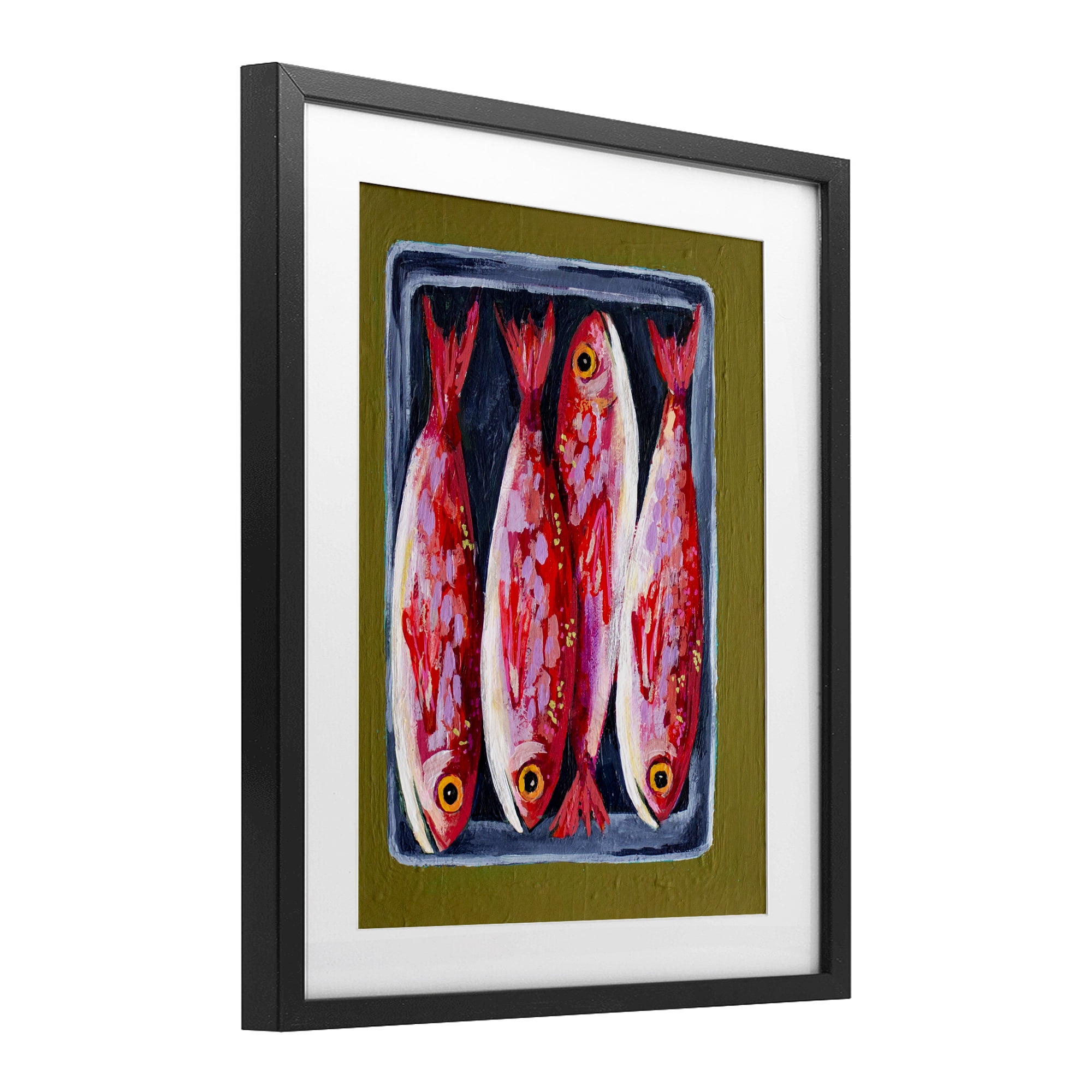 Stupell Industries Red Fish on a Platter Black Framed Print Under Glass, design by Rachel Nerney