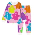 thumbnail image 2 of BOOMNY Halloween Girls 2 Peice Pajamas Sets Hallowmas Pumpkin Ghost Graphic Long Sleeve Sleepwear Tops Pants Pjs Set for Kids Cozy Loungewear Homewear, 2 of 3