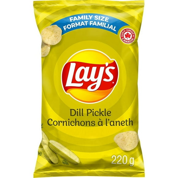 Lay's Dill Pickle flavoured potato chips, 220 g.