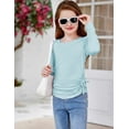 thumbnail image 7 of Arshiner Girls Long Sleeve T-Shirts Ruched Knot Side Tunic Blouse Tee Tops, 7 of 7