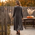 thumbnail image 7 of Women Fall Winter Velvet Scoop Crew Round Neck Maxi Dress Long Sleeve Loose Shift Solid Chic Elegant Casual Everyday Dress XL, 7 of 7