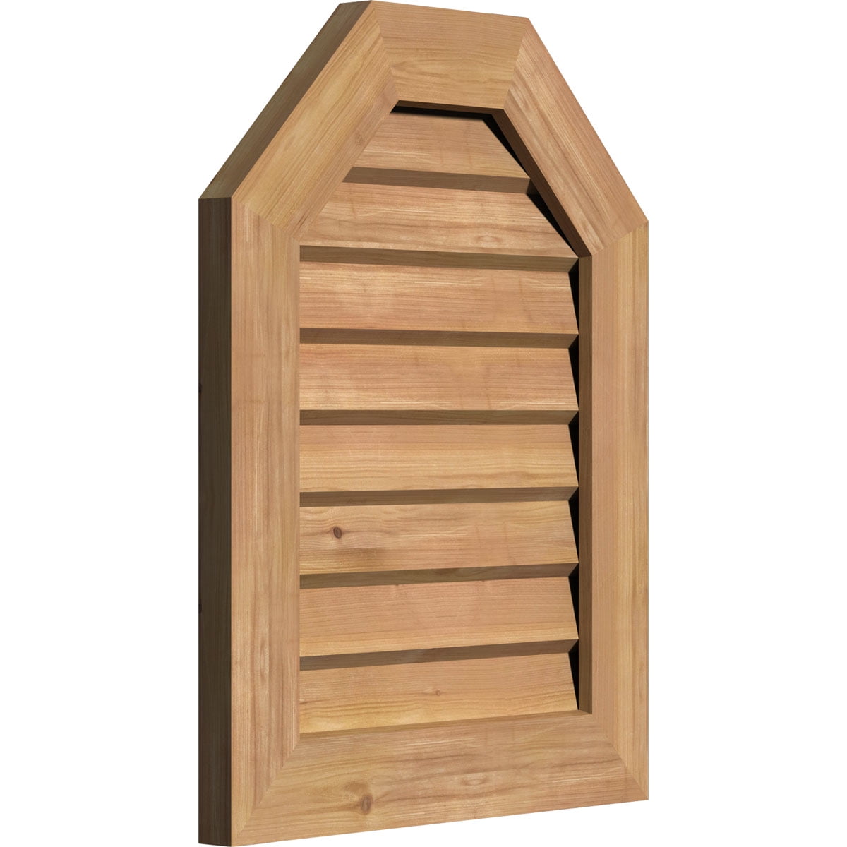 18"W x 22"H Octagonal Top Gable Vent (23"W x 27"H Frame Size): Unfinished, Non-Functional, Smooth Western Red Cedar Gable Vent w/ Decorative Face Frame