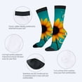 thumbnail image 3 of Four Seasons Universal Socks (2 Pairs) - Unisex Trendy Mixed Color Socks with Vibrant Sunflower Design on Teal Background Perfect for All Seasons, 3 of 5
