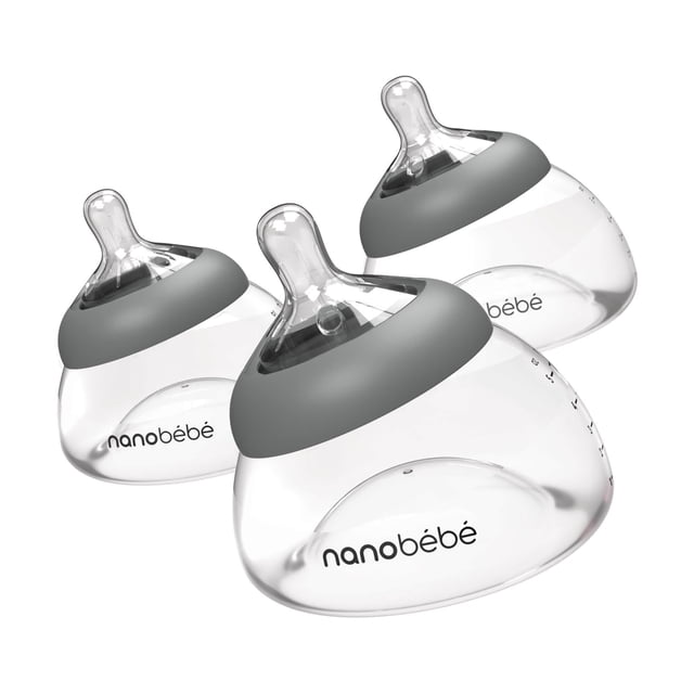 Set de 3 Biberones NANOBÉBÉ Nanobebe para bebé de 150 ml en Gris Anticólico